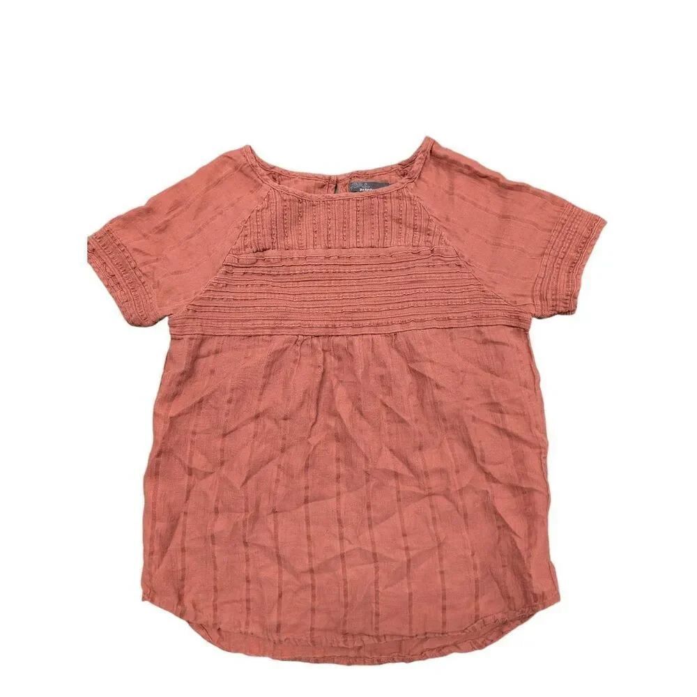 Prana Burgundy Short Sleeve Organic Cotton Women's Medium